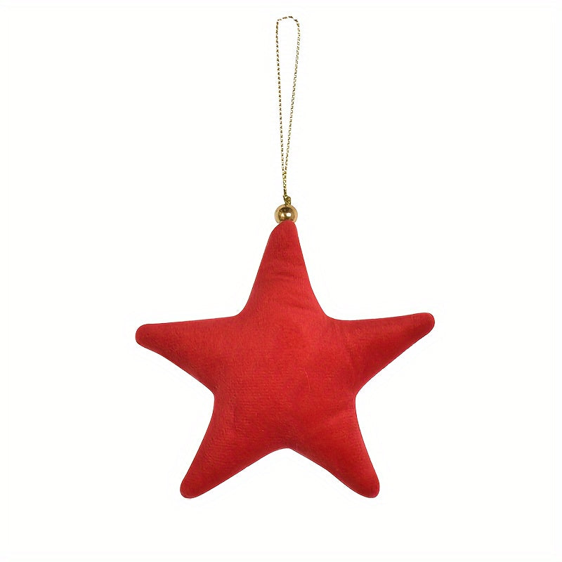 Velvet Christmas Star Ornament for Tree and Home Decoration