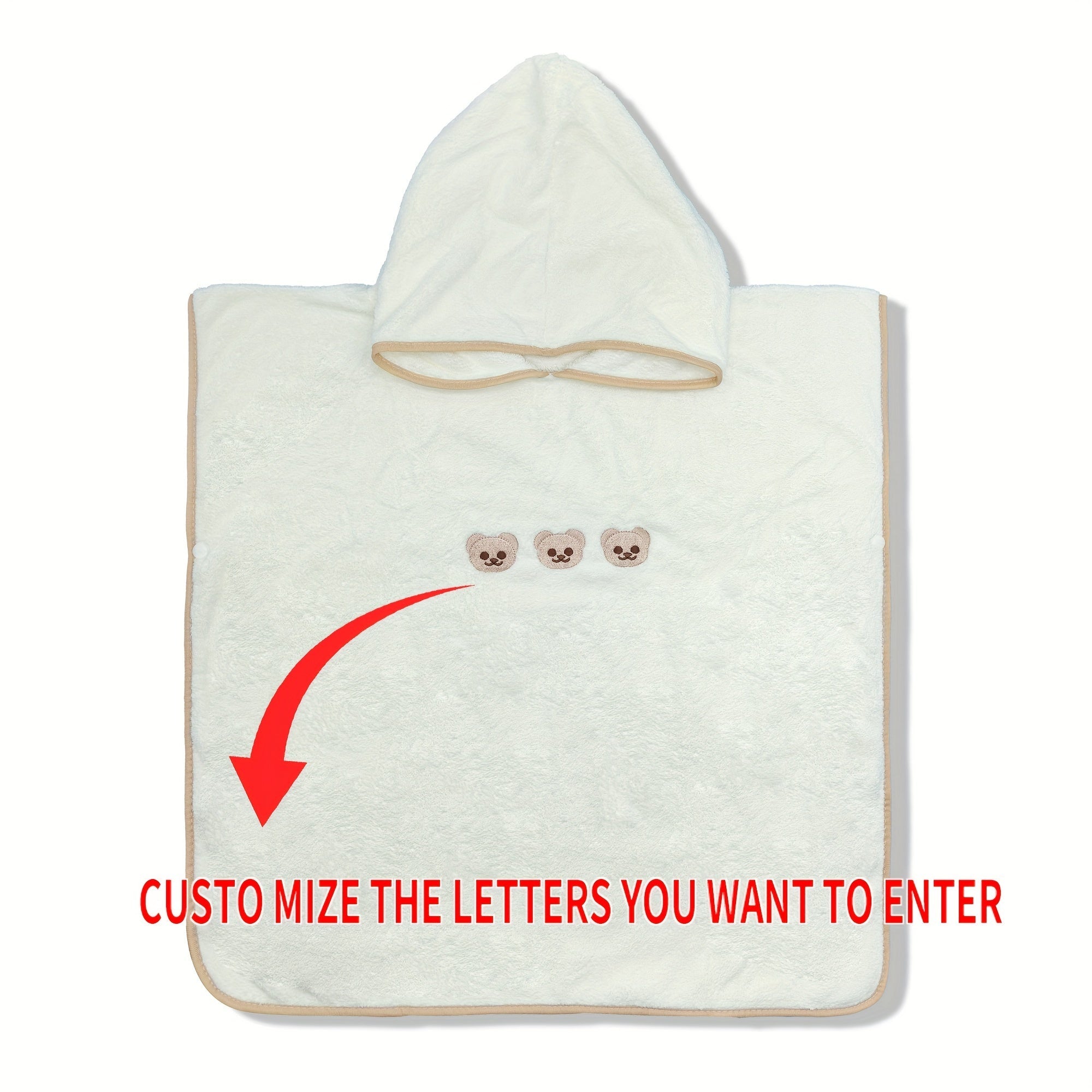 Personalized Children's Hooded Bath Towel and Blanket with Animal Embroidery