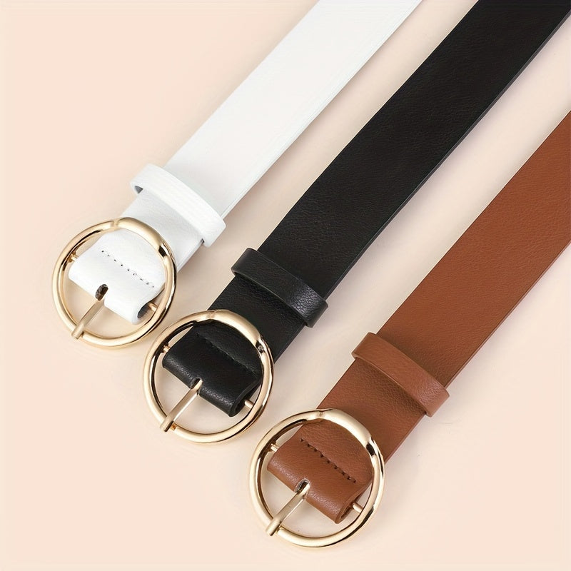Women's PU Leather Skinny Belts Set with Metal Buckle, Solid Color, Thin Waist Belts for Pants Jeans Dresses