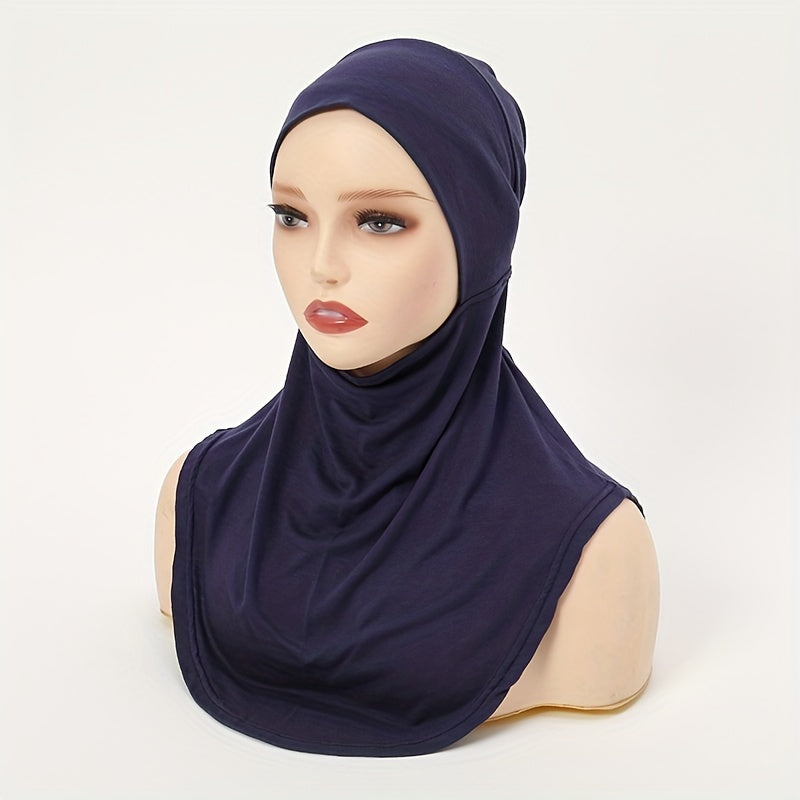 Breathable Instant Hijab Cap for Women Solid Color Lightweight Sun Protection