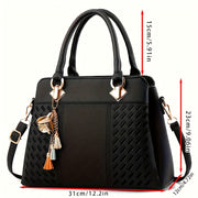 Black Tote Bag for Women with Detachable Shoulder Strap Gold Hardware Large Handbag