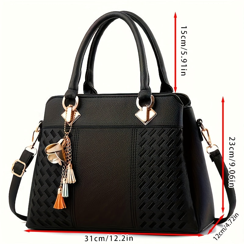 Black Tote Bag for Women with Detachable Shoulder Strap Gold Hardware Large Handbag