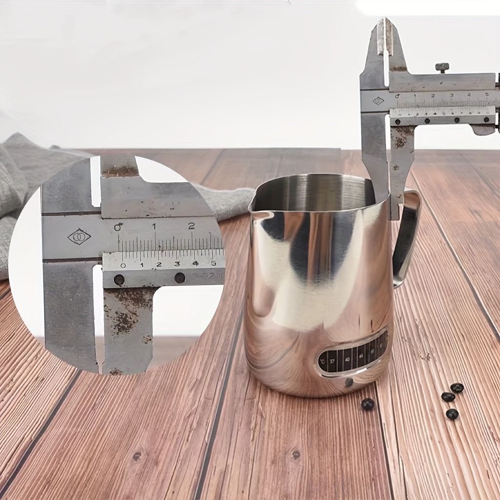 Stainless Steel Milk Frothing Pitcher with Temperature Display and Pour Spout for Latte Art