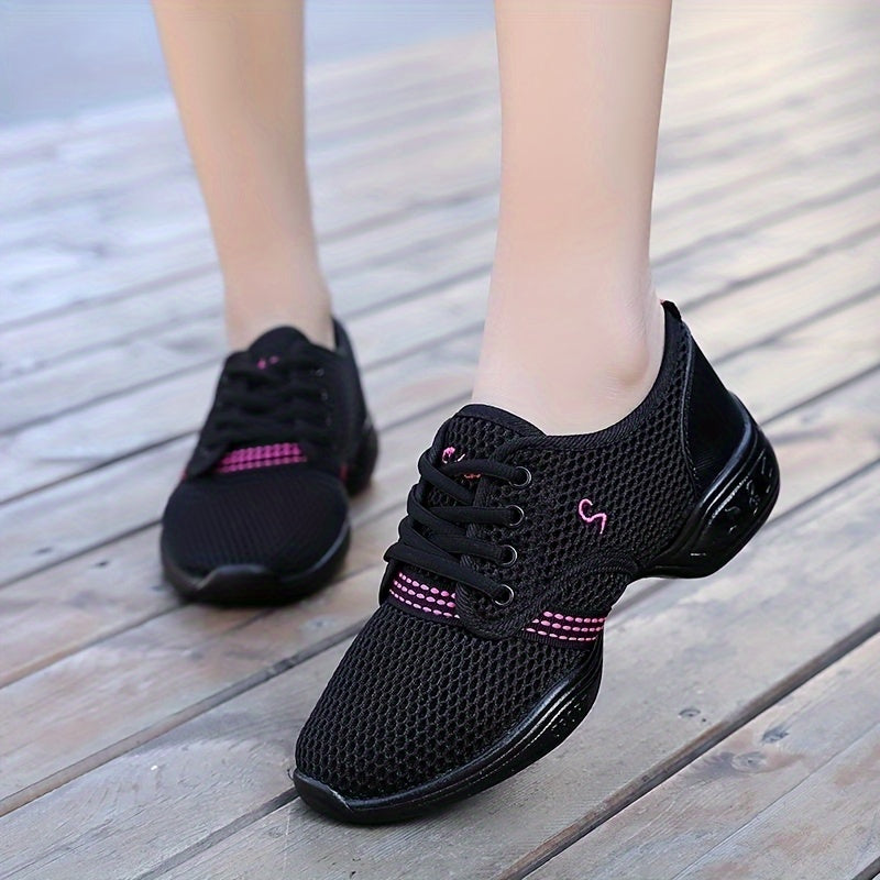 Women's Jazz Dance Shoes Mesh Low Top Lace Up Casual All-Season