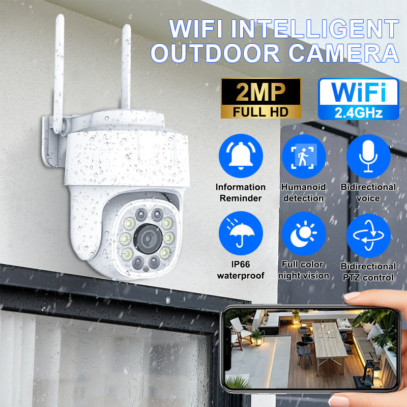 1080P WiFi Security Camera with Color Night Vision Two-Way Audio Motion Alerts Pan-Tilt Smartphone Compatible