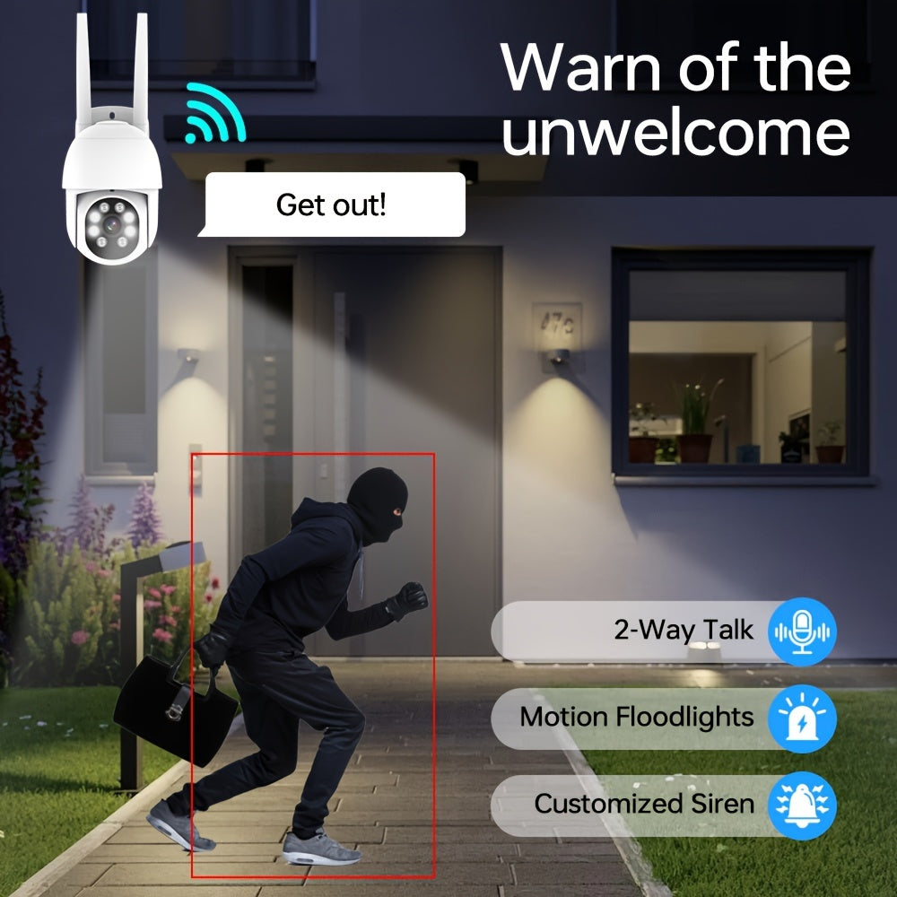 Wireless Outdoor Security Camera 360° View Motion Detection Two-Way Audio Night Vision