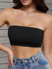 Women's Seamless Solid Bandeau Bra with Wrap Chest Design