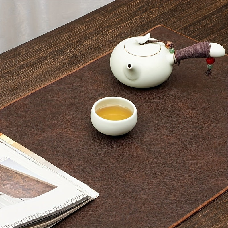 Waterproof Faux Leather Double-Sided Table Runner in 4 Sizes for Home Decor