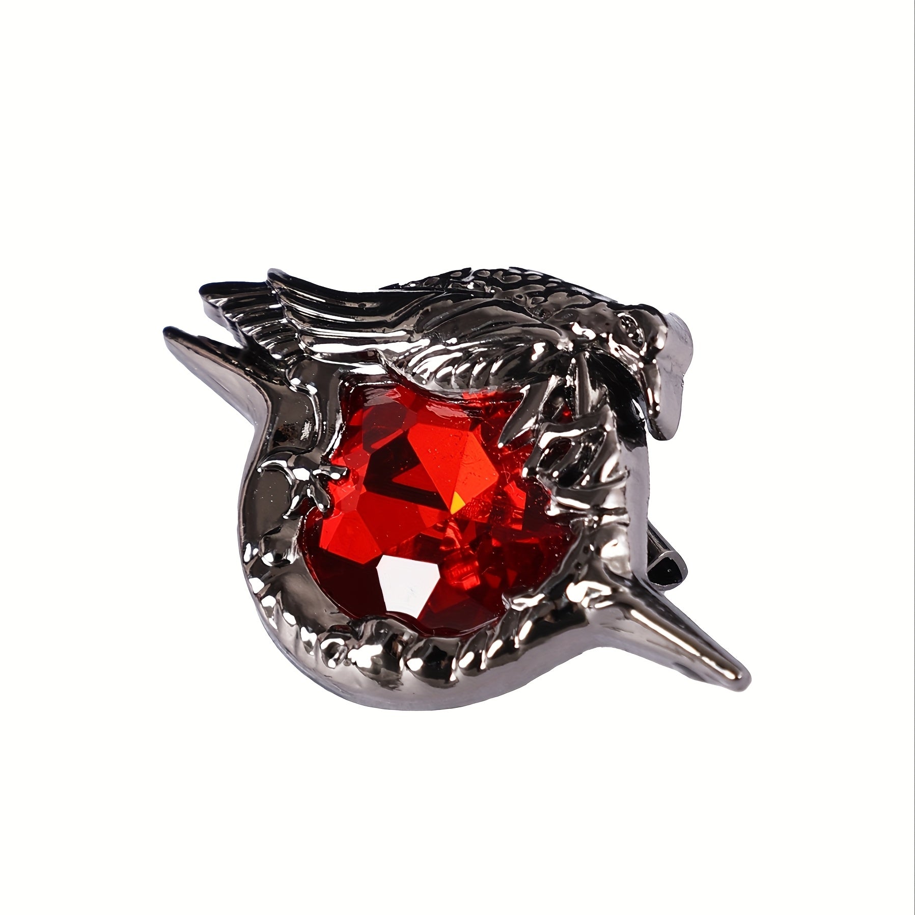 Bayramlar va sovg‘alar uchun Qotik Qarg‘a broshyasi, Qizil Zirconiya tosh bilan