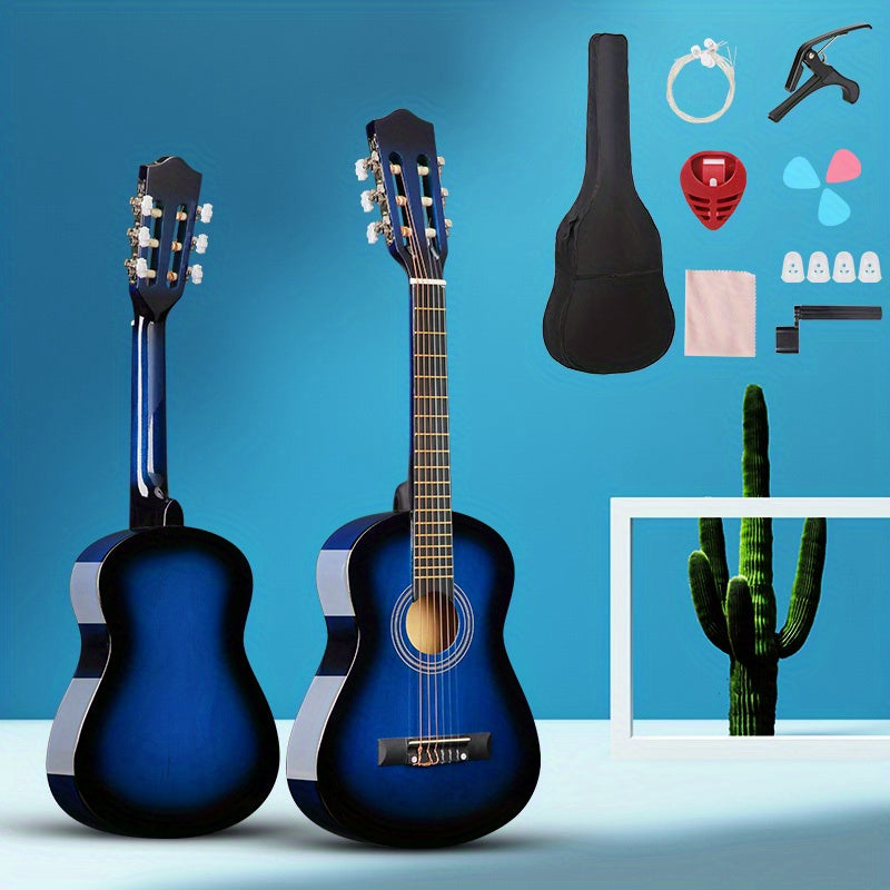 Kit de guitarra acústica clásica para adultos y adolescentes de 30/38 pulgadas con púas, bolsa y estuche