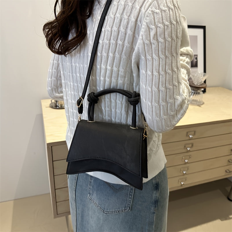 Faux Leather One-Shoulder Crossbody Bag with Adjustable Strap and Magnetic Closure for Women in White Black Camel Sky Blue