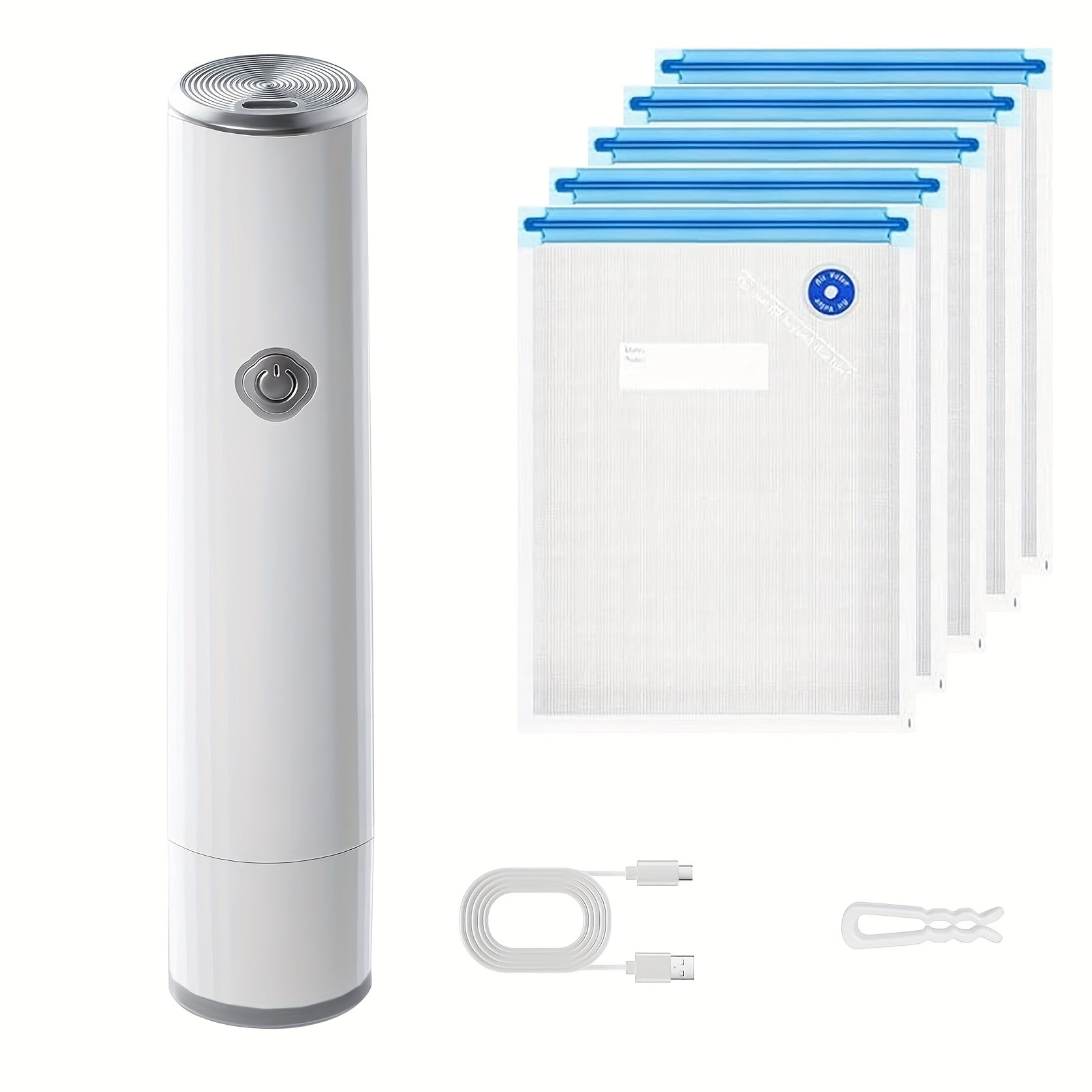 12та қайта ишлатилиши мумкин бўлган сумкалар билан кичик вакуумли герметиклаштирувчи, саёҳат учун стейк пакетлаш ва музлатиш