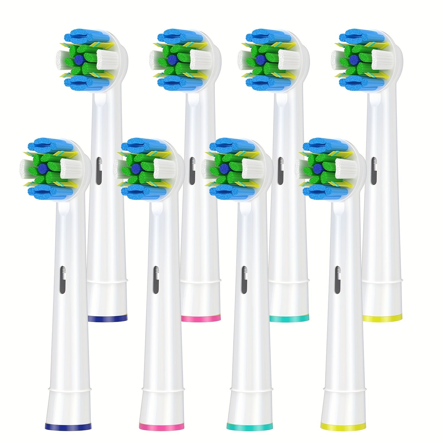 8 dona Elektr tozalash choʻtkalari uchun almashtirish boshliqlari, koʻk va yashil soʻqichlar, yumshoq, tish goʻshtini massaj qilish