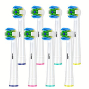 8 dona Elektr tozalash choʻtkalari uchun almashtirish boshliqlari, koʻk va yashil soʻqichlar, yumshoq, tish goʻshtini massaj qilish