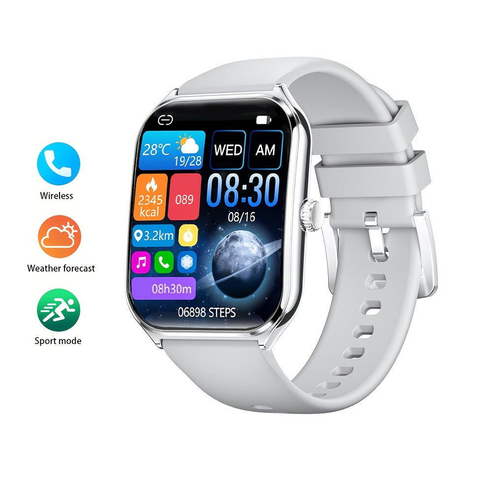 Ultra-Thin Smartwatch with Full Touch Display Dual Screen USB Charging Stainless Steel Case Fitness Tracking Calls Messages Music Control for Android iPhone