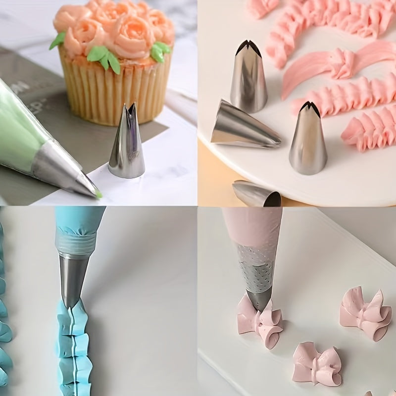 Set of 5 Stainless Steel Leaf Piping Tips for Cake Decorating and Puffs