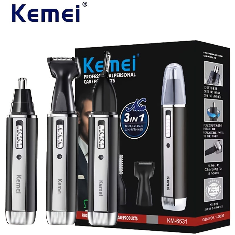 Men's 4-in-1 Grooming Kit USB Rechargeable Nose Ear Hair Trimmer Beard Eyebrow Razor