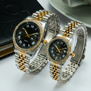 Conjunto de relojes para parejas con correas de cuero y diseño clásico