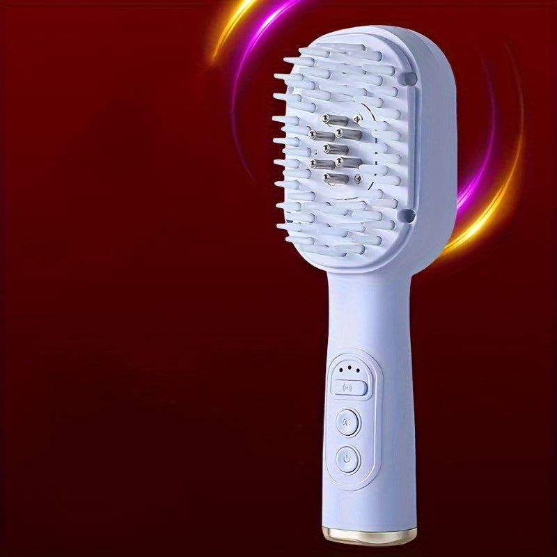 Peine eléctrico recargable con cabeza vibratoria y calefactada para viajes y uso en interiores