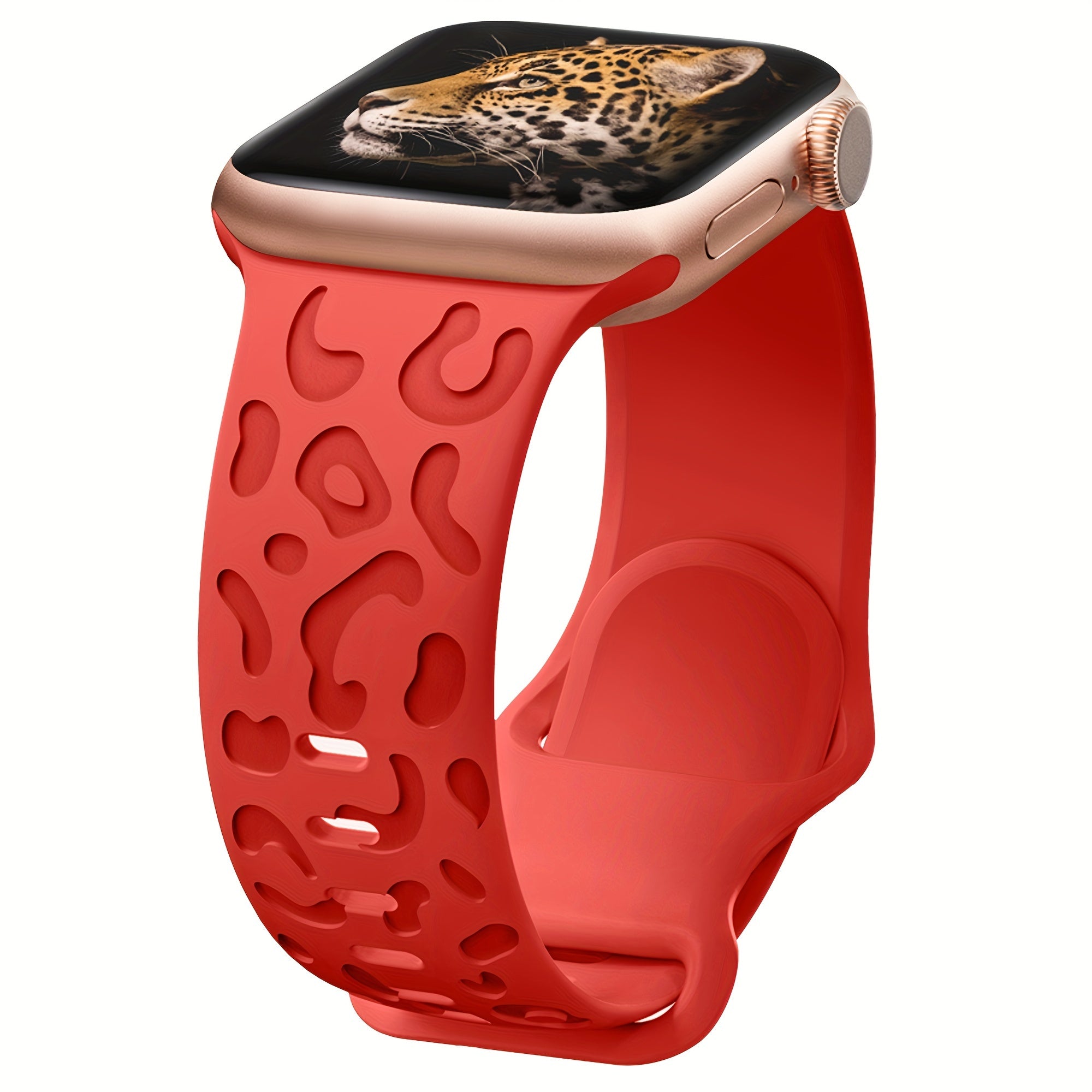 Waterproof Silicone Watch Band for IWatch Series 8 7 6 5 4 3 2 SE Leopard Engraved