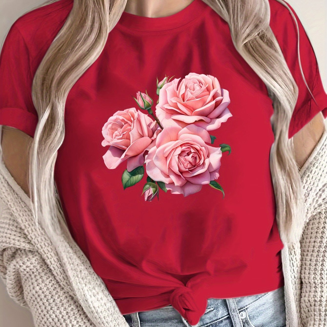 Women's Loose Large Size T-Shirt Summer Casual Short Sleeve Breathable Fabric