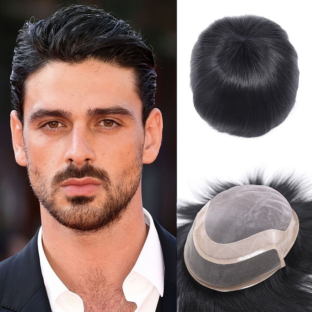 Unisex Human Hair Toupee with French Lace Crochet and NPU for Easy Application