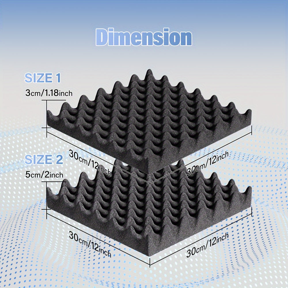 12-штук акустических пенопластовых панелей для звукоизоляции, плитки с дизайном яичной скорлупы для стен и потолков музыкальной студии, черные, белые, серые
