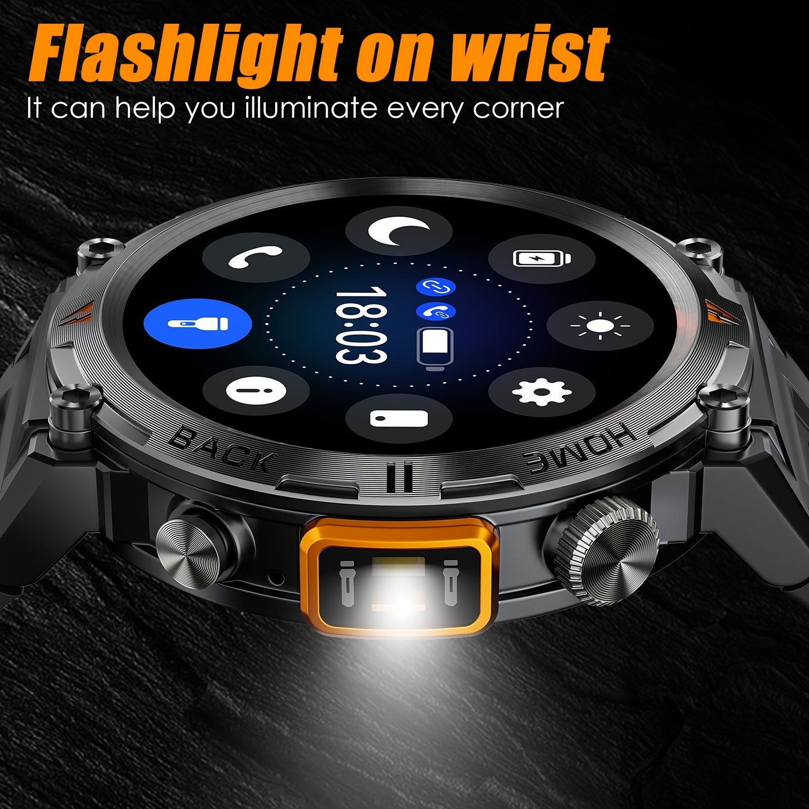 Men's Smartwatch with TFT Display Water Resistant Sports Modes Compatible with iPhone and Android