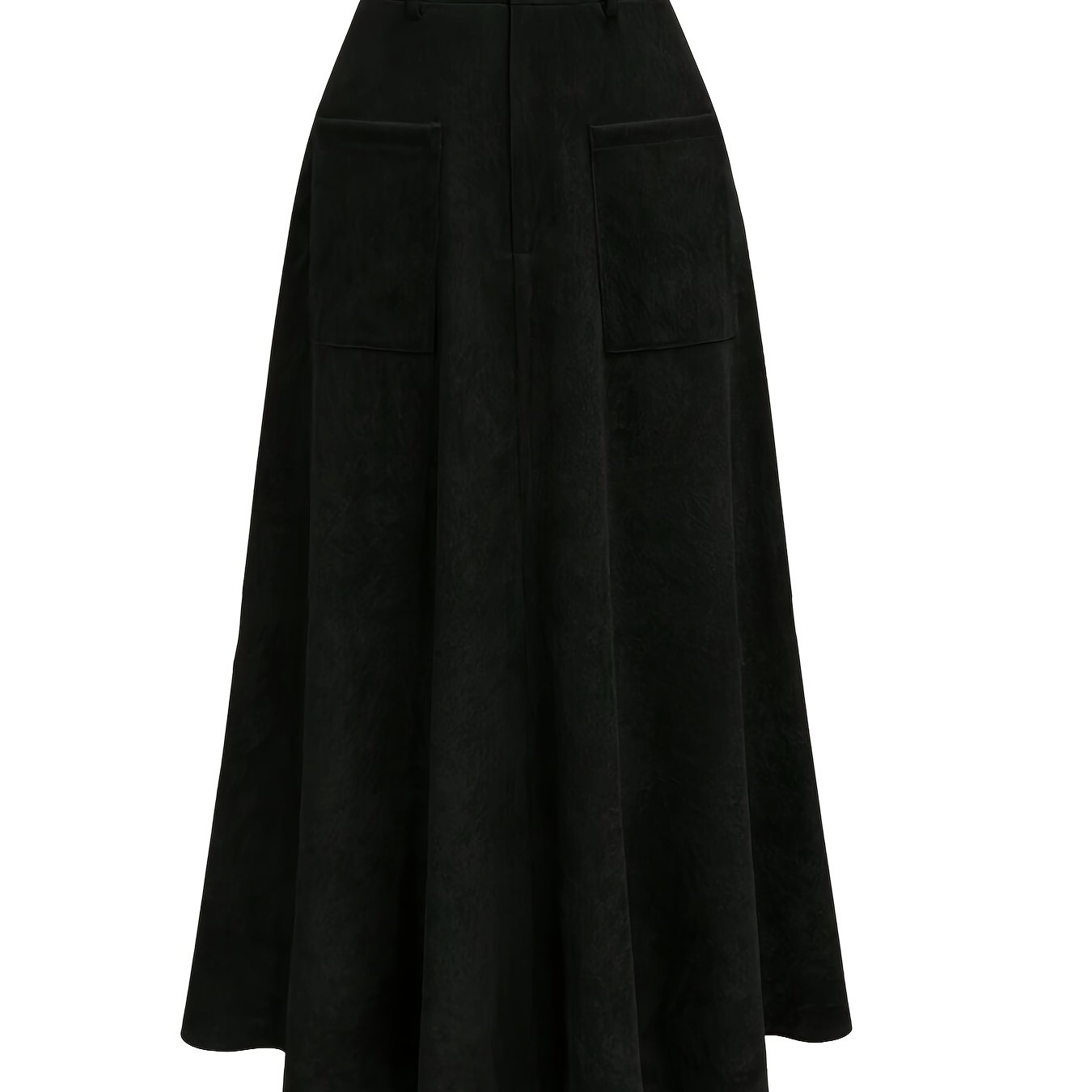 Women's Brown Corduroy Midi Skirt High Waist A-Line Pockets Machine Washable