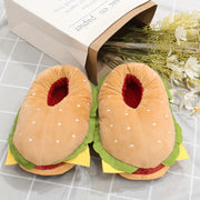Women/Unisex Plush Hamburger Slippers Indoor Cozy House Shoes