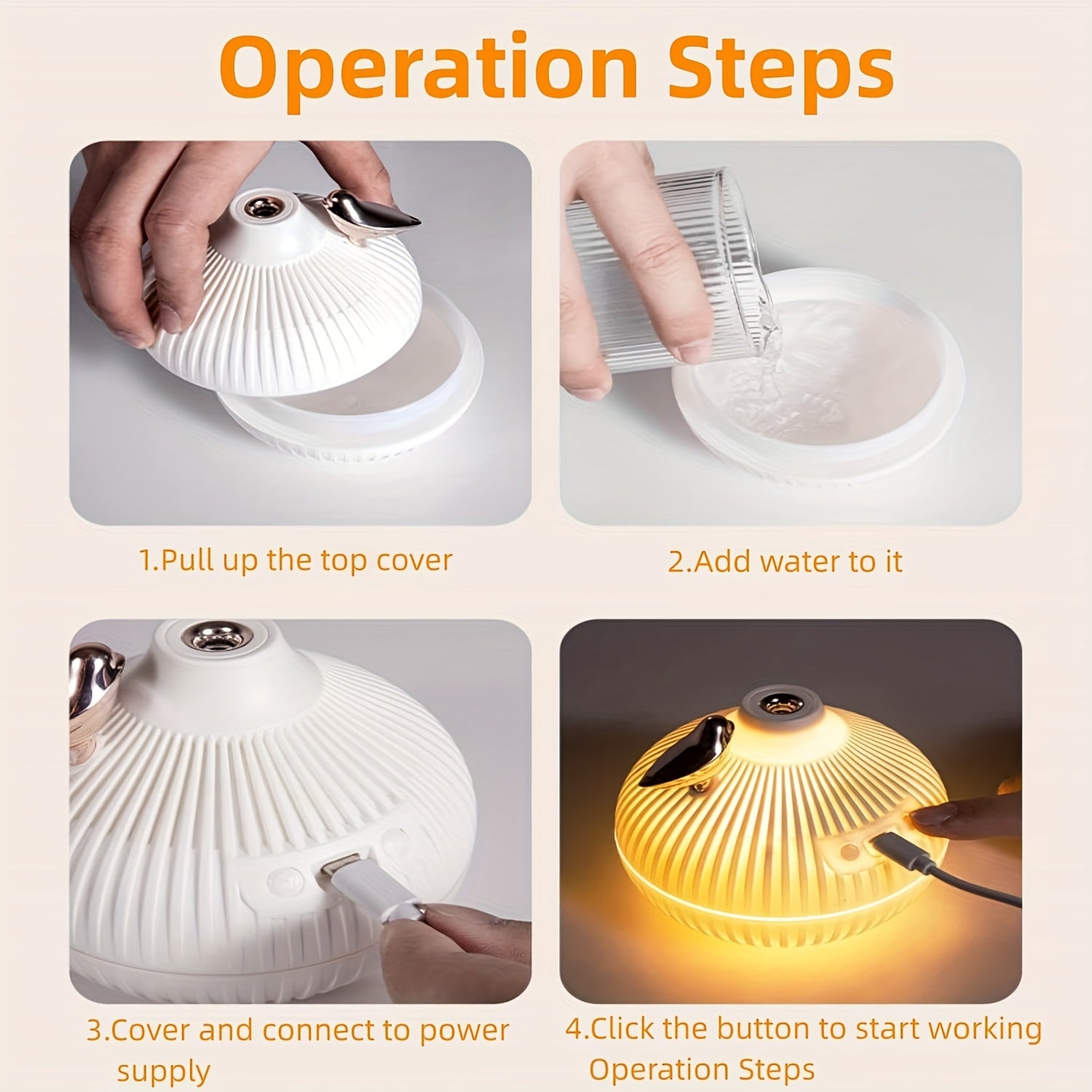 USB-Powered Cool Mist Humidifier with LED Lights for Home Office Car and School