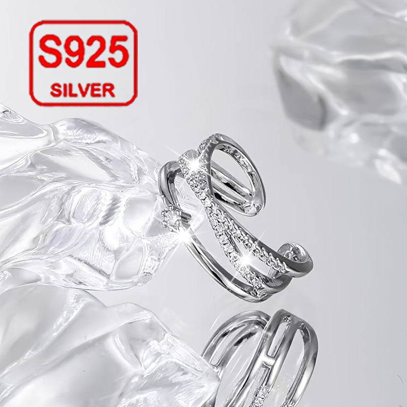 Ayollar uchun kumush Cross dizayni sozlanadigan uzuk, to'y va dengiz bo'yidagi ta'til uchun