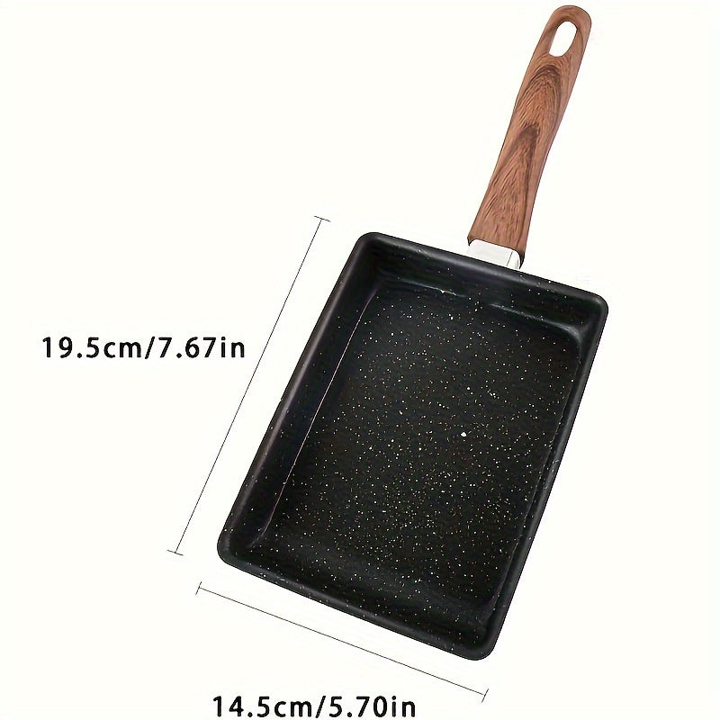 Japanese Tamagoyaki Pan Non-Stick Alloy Egg Cooker with Wooden Handle