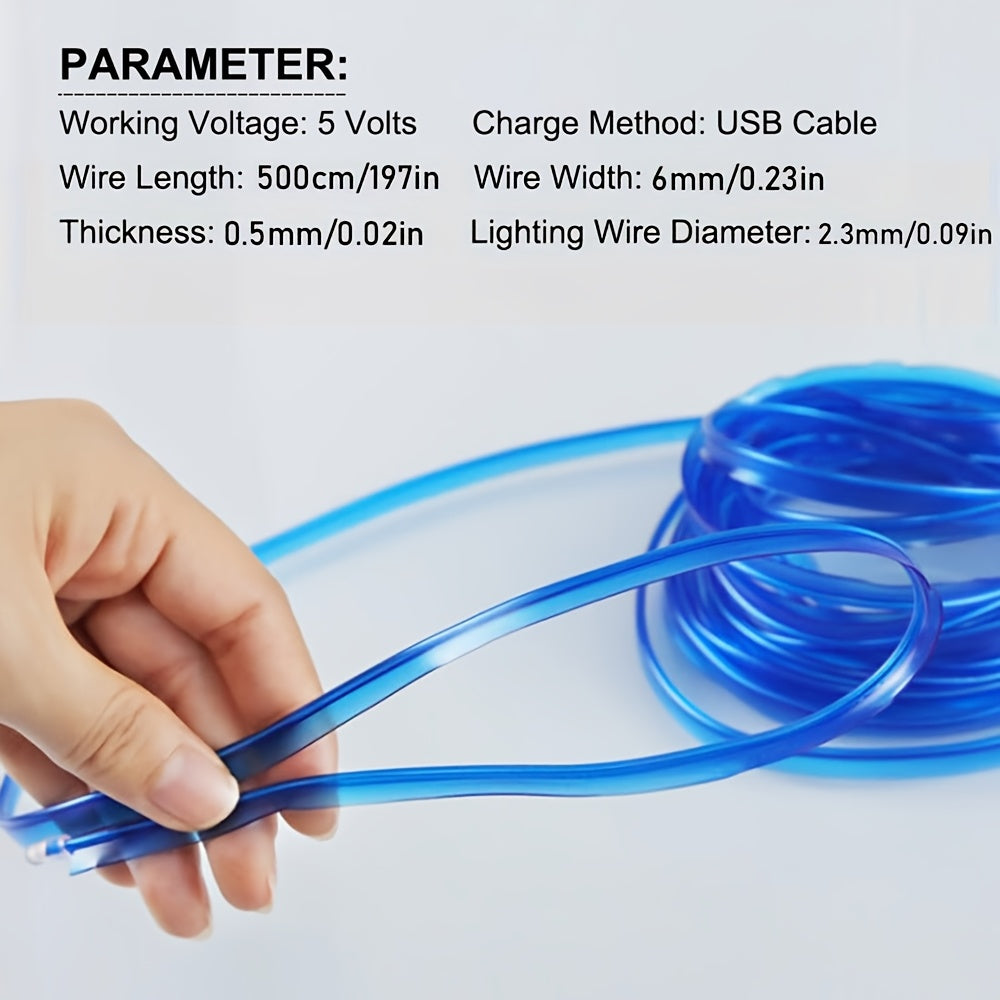 Car RGB Neon Interior Lights Kit 197 Inch Flexible LED El Wire USB