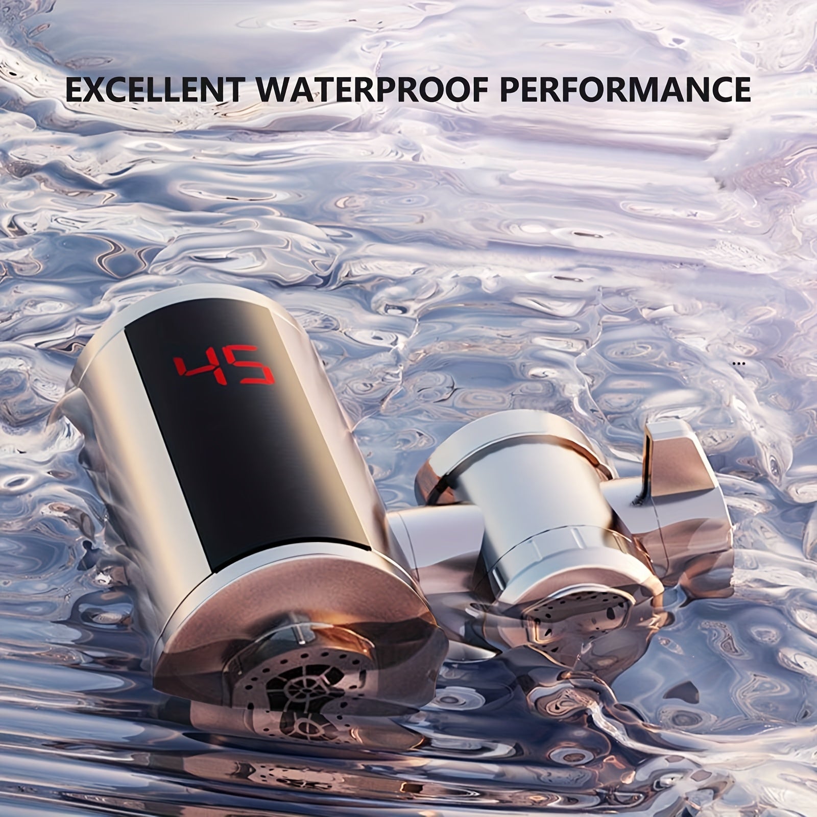 Electric Kitchen Faucet with Hot and Cold Water, 3000W, Metal Finish