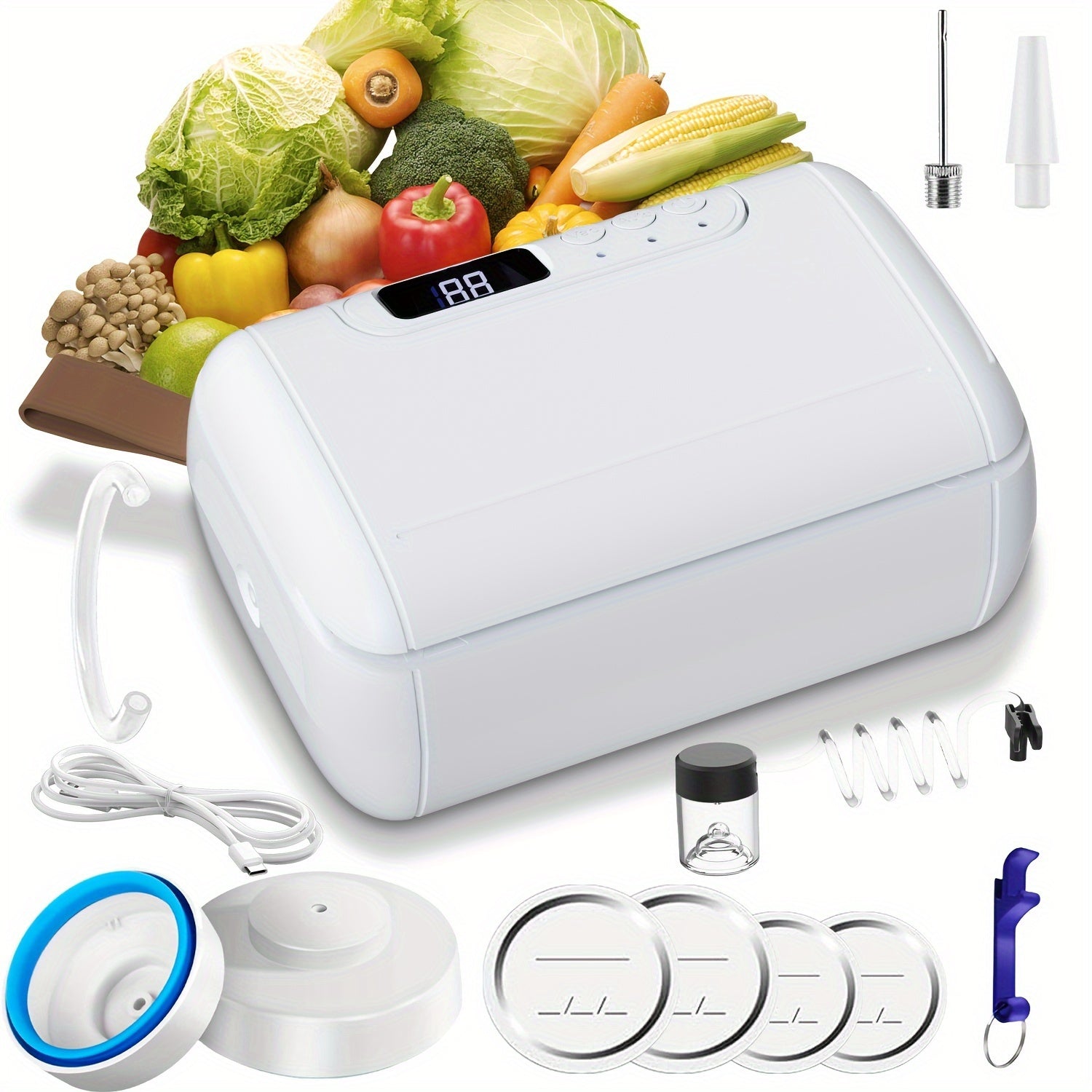 PANCERKA USB-Uyquvchi Qayta To'ldiriladigan Vacuum Sealer Kiti Mason Bankalari uchun - Keng va Oddiy Oyoqlarga mos keladi, Ovqat Saqlash va Konserva qilish uchun ideal.