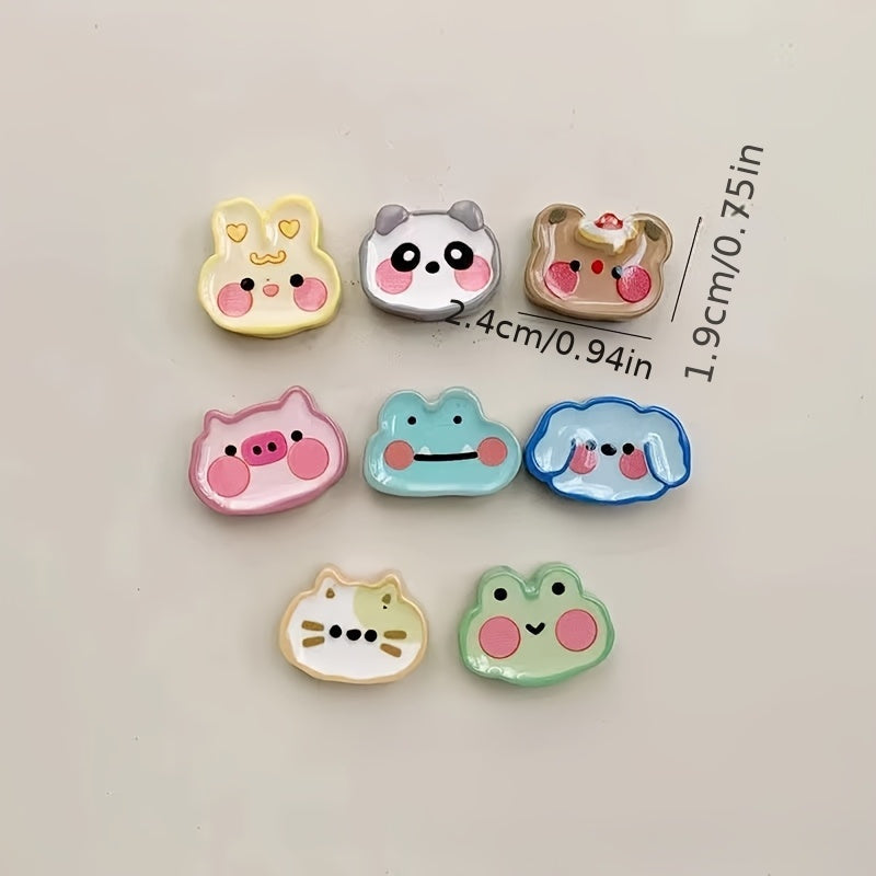 Mini Animal Head Refrigerator Magnets Set with Colorful Cat Bear Frog Rabbit Designs