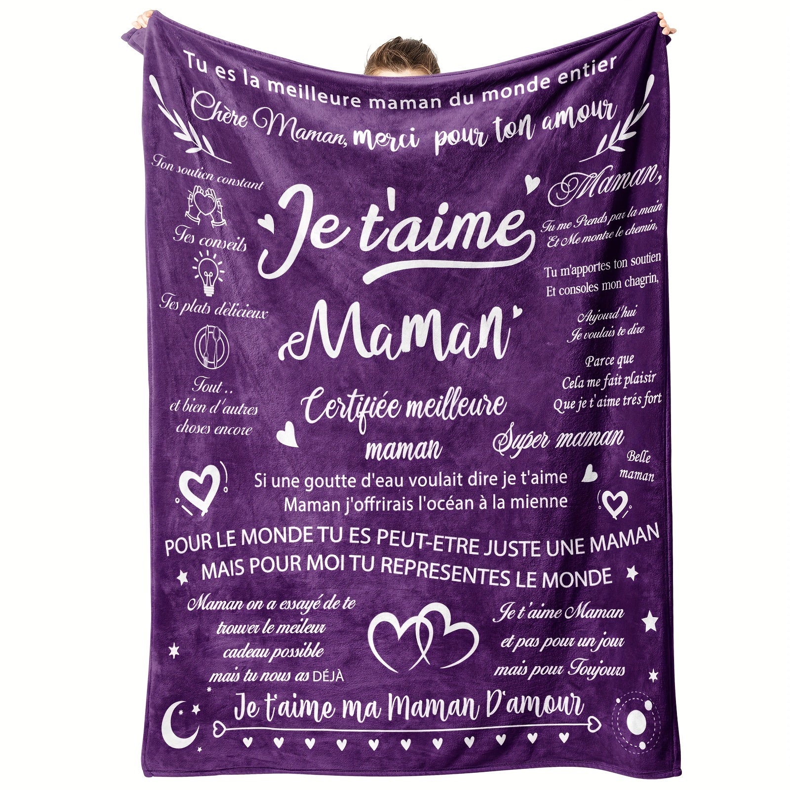 Purple Flannel Blanket for Mom Christmas Gift for Women and Mothers