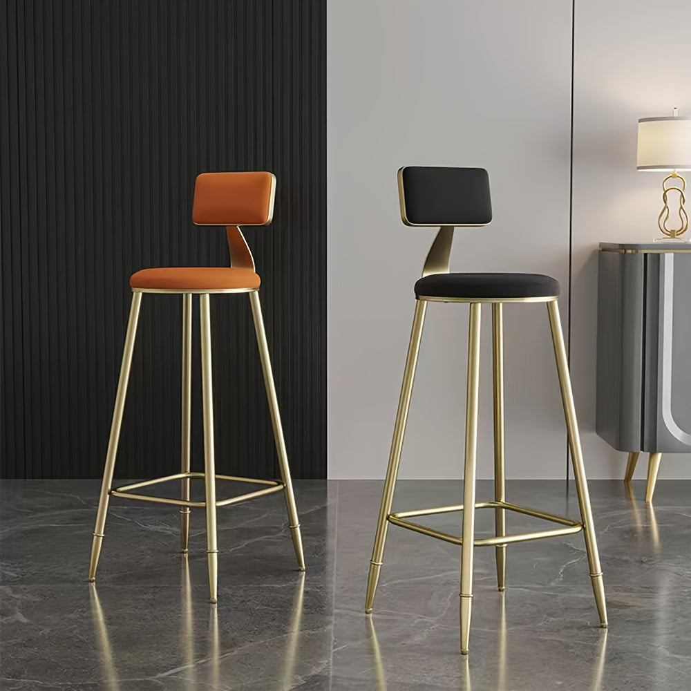 Metal Ramka Vintage-Uslubidagi Yuqori Bar Stul, Orqa O'rindiq va Oyoq O'rindig'i bilan, Oshxona Counter, Ovqatlanish Xonasi yoki Uy Bar uchun Mukammal, Yumshoq O'rindiqli