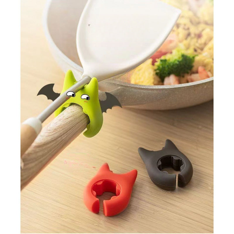 Plastik spatula ushlagichi qiziq shayton dizayni bilan - teshiksiz pishirish spatulasini qo'yish, to'kilmas idish ushlagichi, oshxona uchun asboblar saqlash tokchasi, yig'ishsiz foydalanishga tayyor