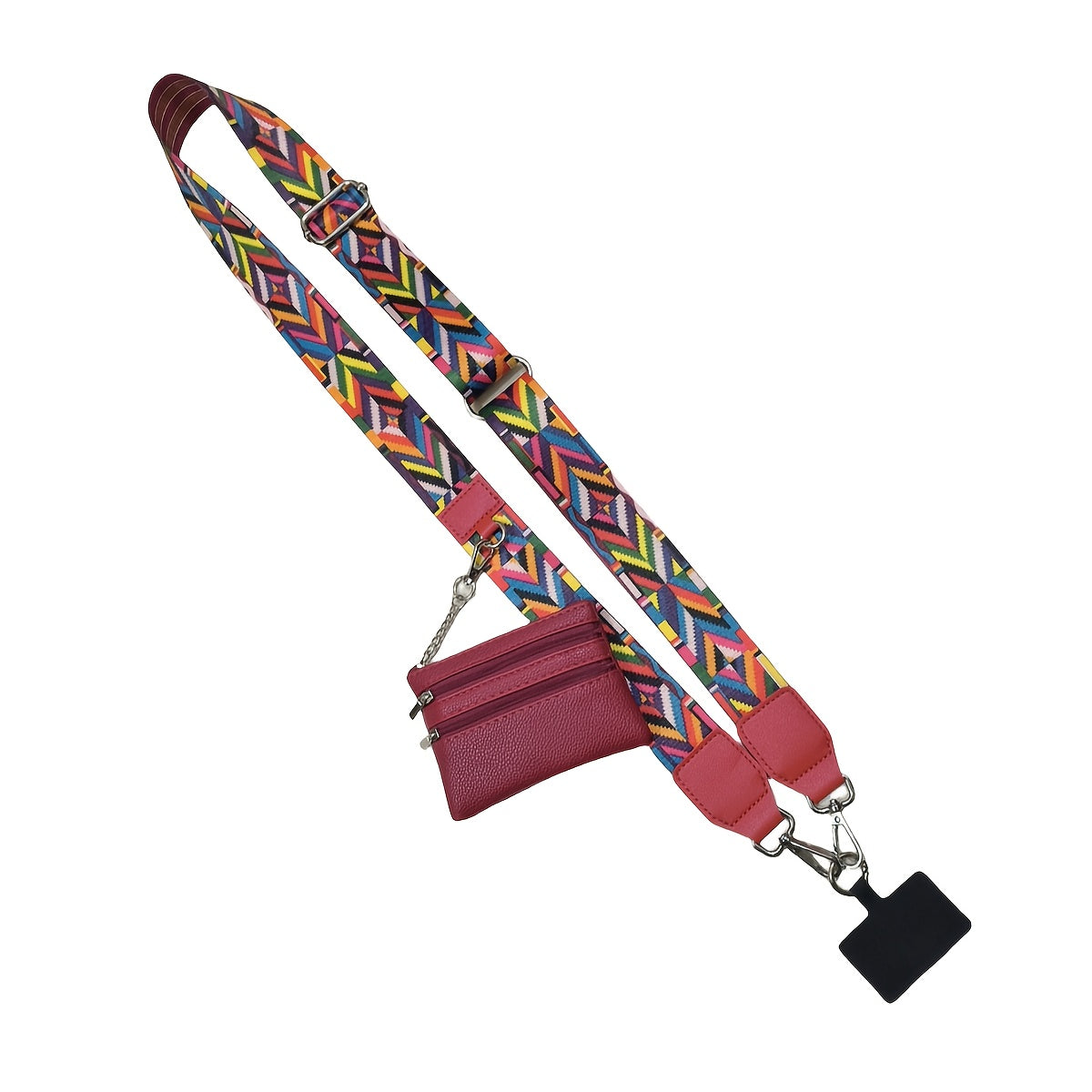 Mobile Phone Crossbody Strap with Wallet Adjustable Zippered Phone Holder White