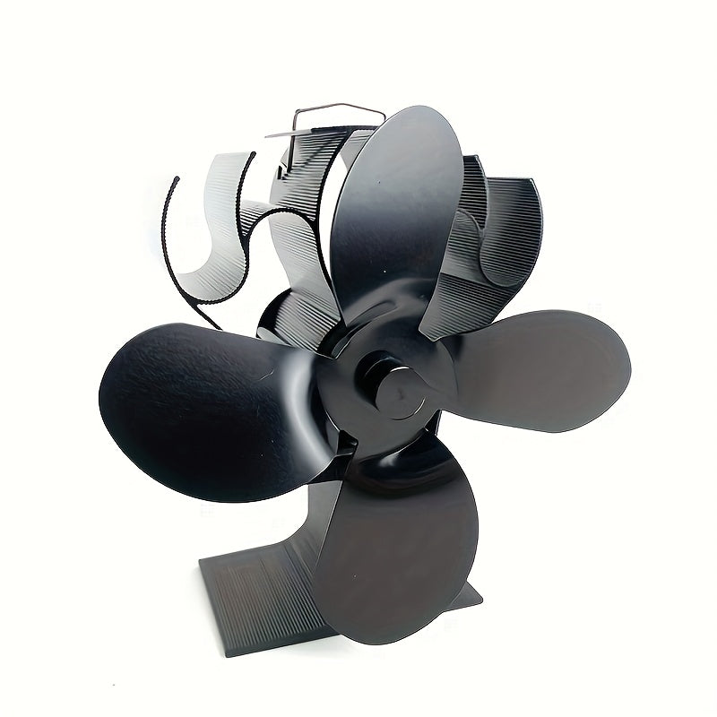 Self-Starting Flame-Inspired 4-Blade Fireplace Fan for Wood and Pellet Stoves