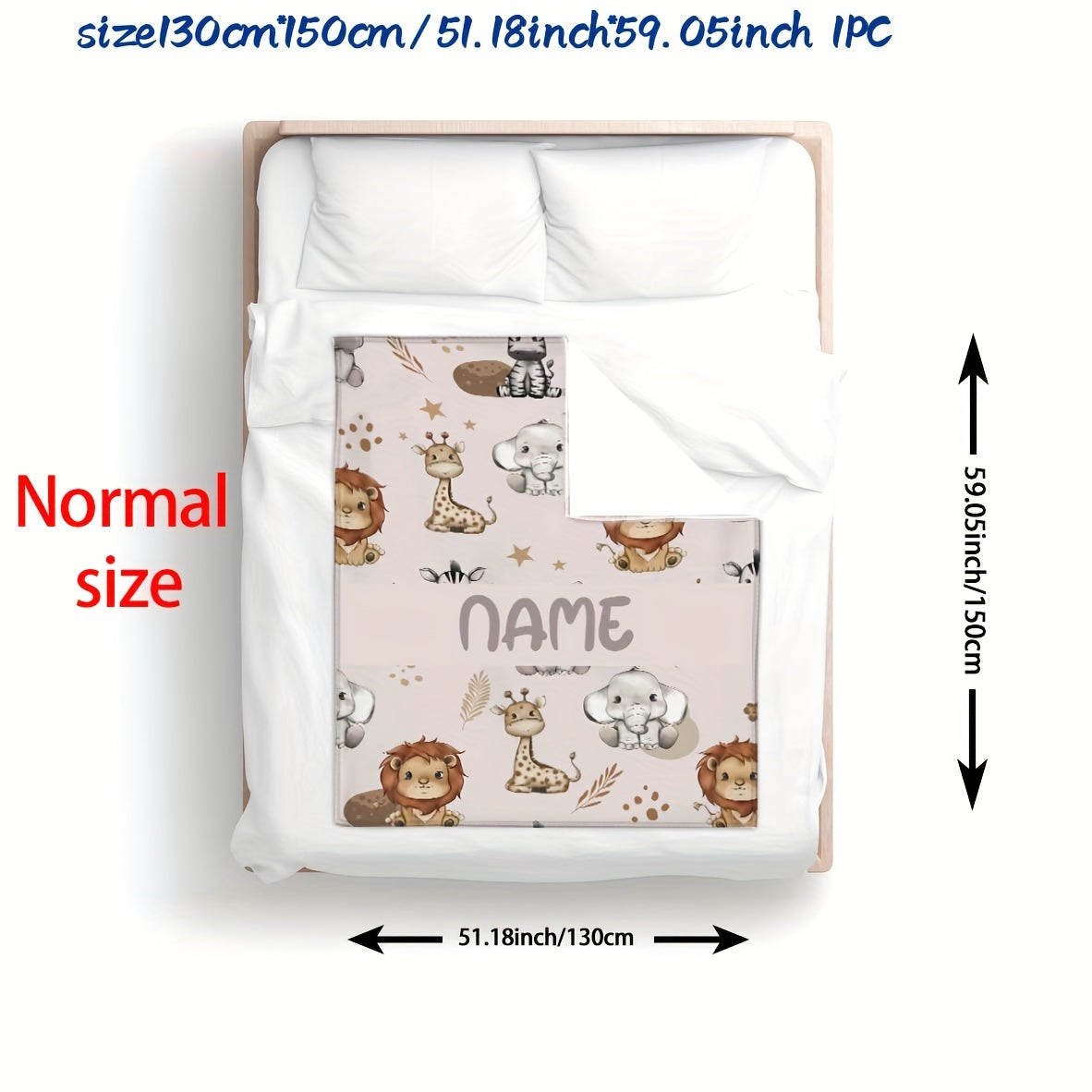 Personalized Small Animal Flannel Blanket Cozy Holiday Gift for Office Living Room