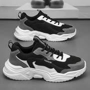 Men's Black and White Gradient Laser Pattern Sneakers Breathable Mesh Low-Top Casual Running Shoes