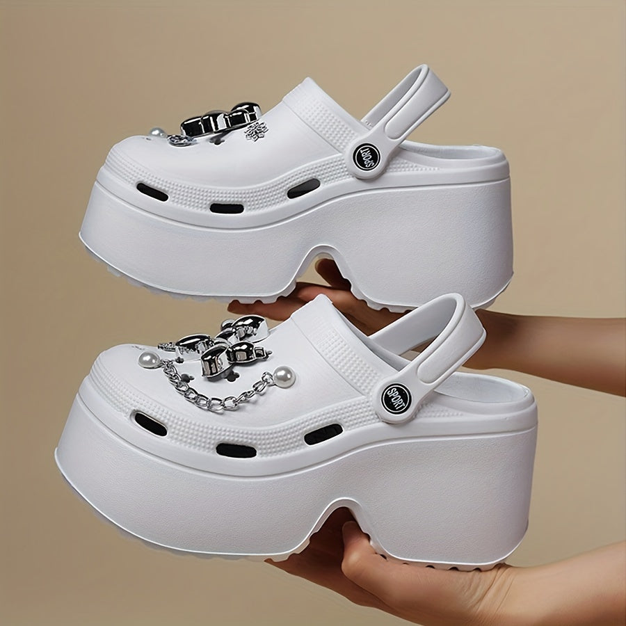 Women's Summer Slides Lightweight Sequin Pearl Platform Sandals