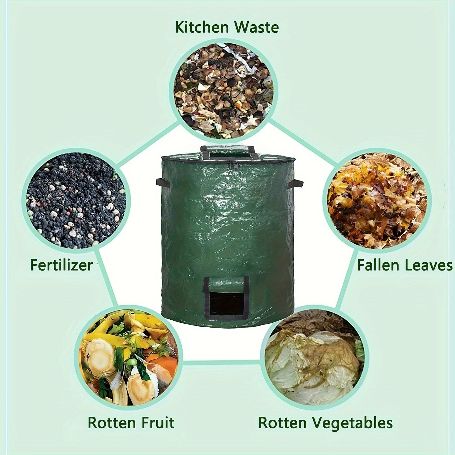 128.7L Outdoor Compost Bin Green Tumbler for Kitchen and Garden Waste