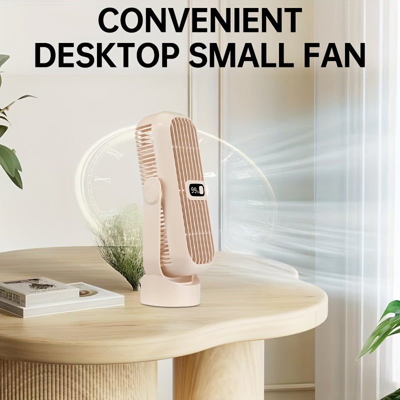 Portable Wireless Desktop Fan with 5-Speed, Mini Cooling Tower Fan, Silent, LED Display