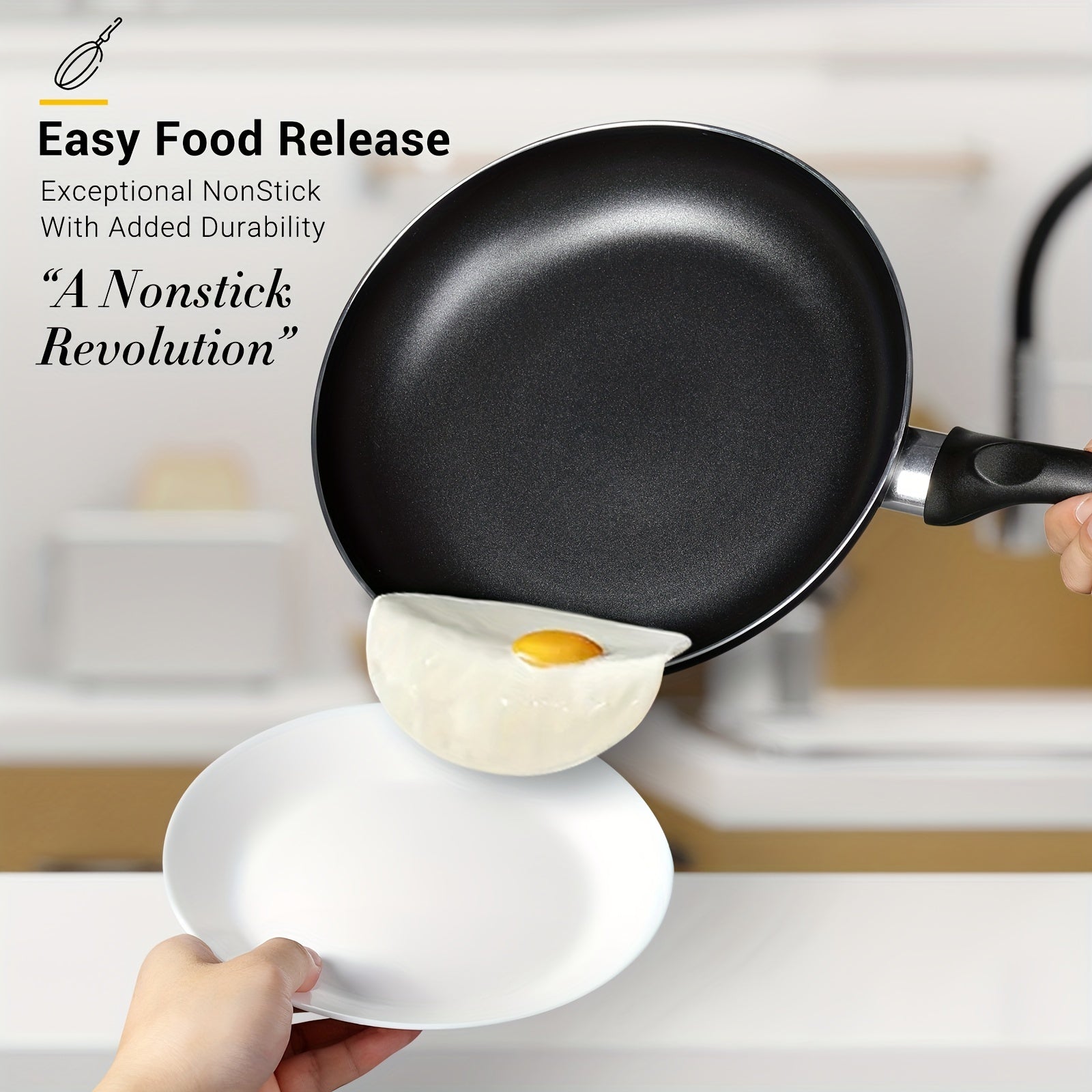 Juego de utensilios de cocina de aluminio antiadherente de 6 piezas con compatibilidad para inducción, que incluye sartén y olla de stock