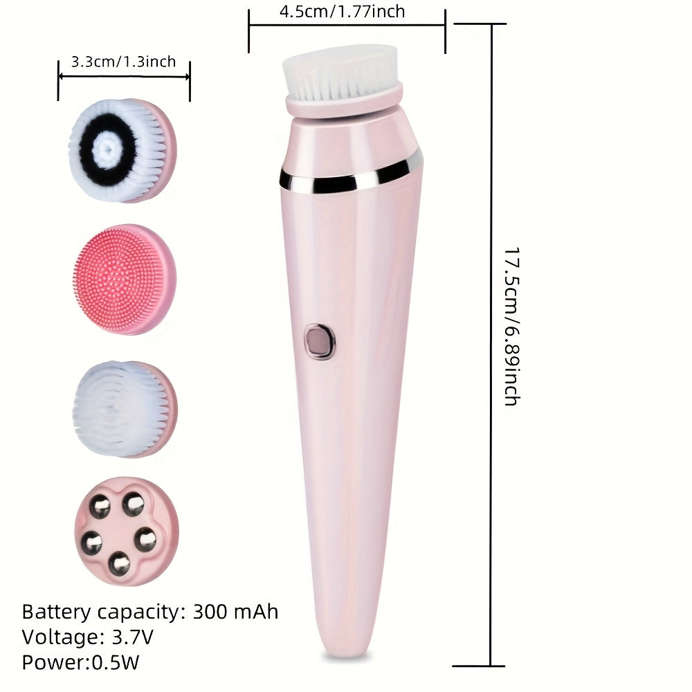 Cepillo facial eléctrico con 4 cabezales reemplazables y carga USB