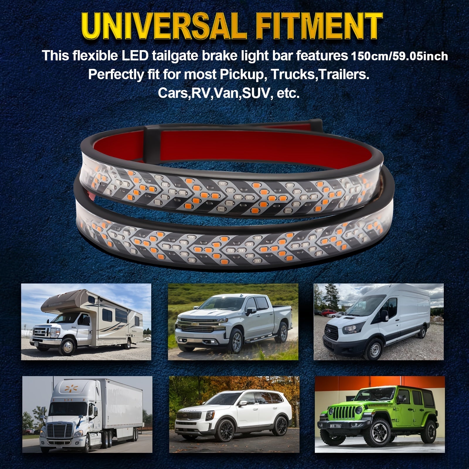 47/60 Inch LED Tailgate Light Bar Kit Red Amber Yellow Sequential Turn Signal